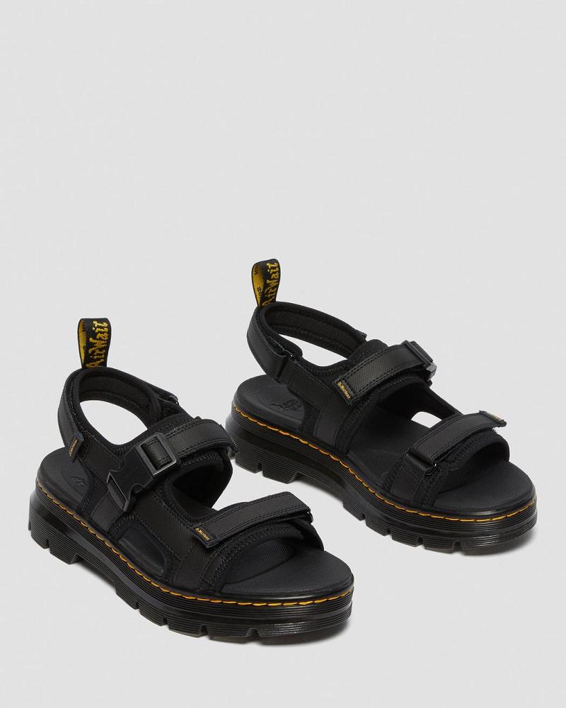 Men's Dr Martens Forster Webbing Strap Sandals Black | AU 637MQZ